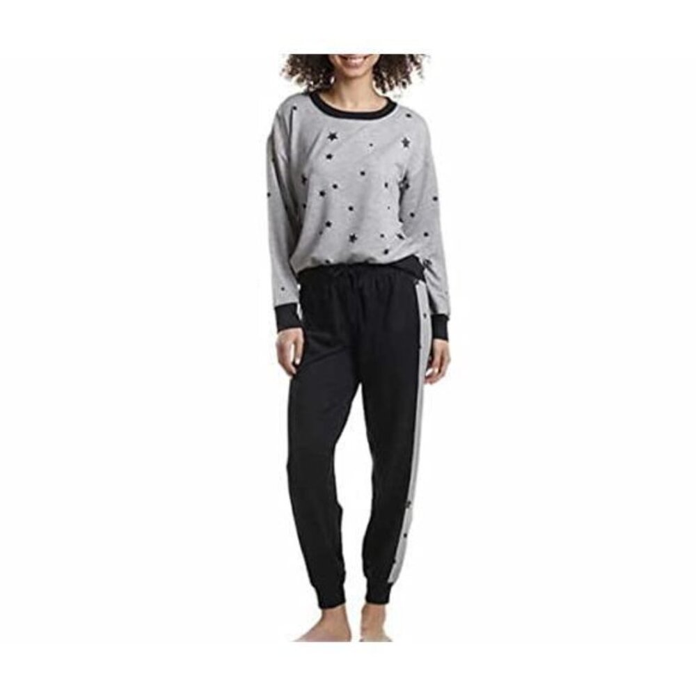 Splendid Women's 2-Piece Pajama Set Long Sleeve (Grey Heather Star, Medium)